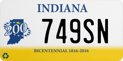 IN license plate 749SN