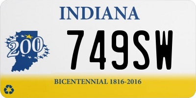 IN license plate 749SW
