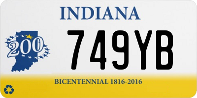 IN license plate 749YB