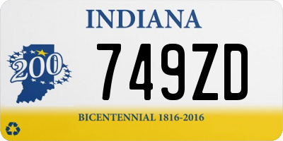 IN license plate 749ZD