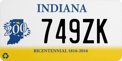 IN license plate 749ZK