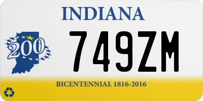 IN license plate 749ZM