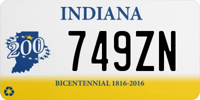 IN license plate 749ZN