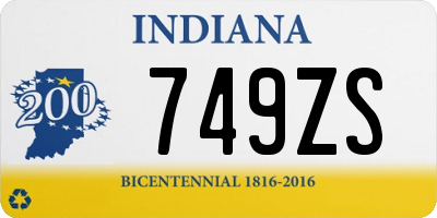 IN license plate 749ZS