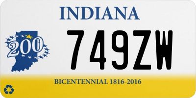 IN license plate 749ZW