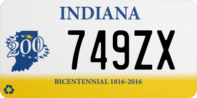 IN license plate 749ZX