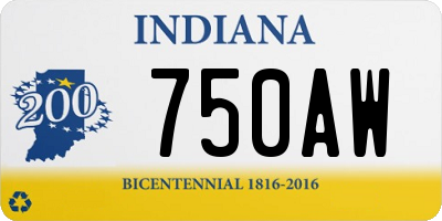 IN license plate 750AW