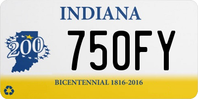 IN license plate 750FY