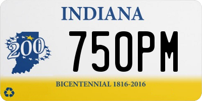 IN license plate 750PM