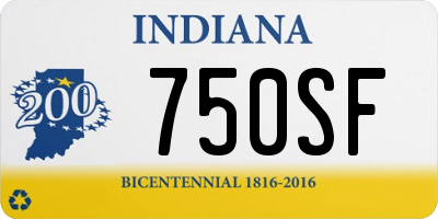 IN license plate 750SF