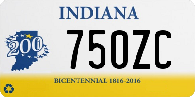 IN license plate 750ZC