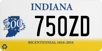 IN license plate 750ZD