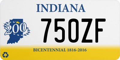 IN license plate 750ZF