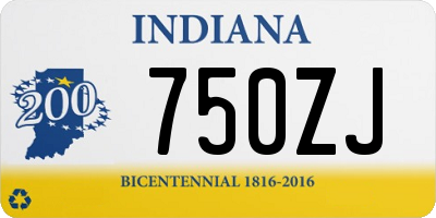 IN license plate 750ZJ