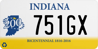 IN license plate 751GX
