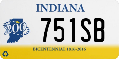 IN license plate 751SB