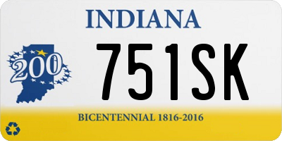 IN license plate 751SK