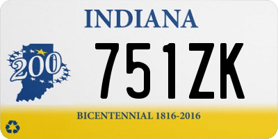 IN license plate 751ZK