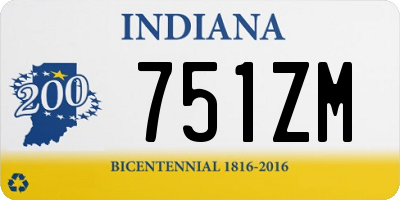 IN license plate 751ZM