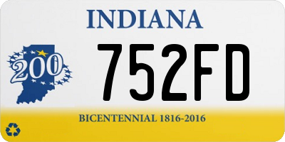 IN license plate 752FD