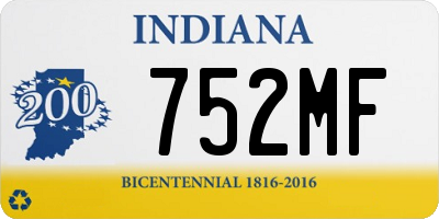 IN license plate 752MF