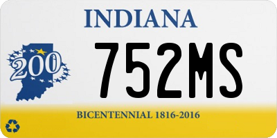 IN license plate 752MS