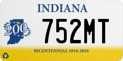 IN license plate 752MT