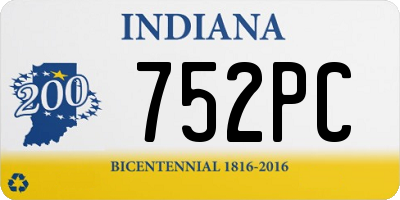 IN license plate 752PC