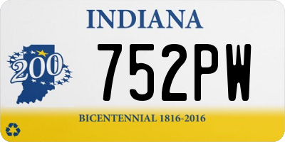 IN license plate 752PW