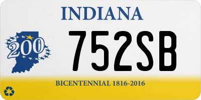 IN license plate 752SB