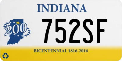 IN license plate 752SF