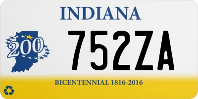 IN license plate 752ZA