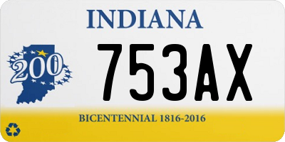 IN license plate 753AX