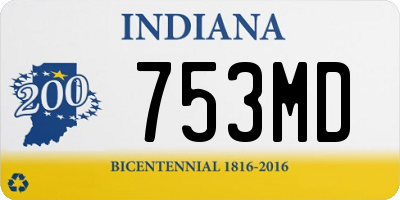 IN license plate 753MD