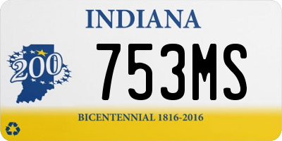 IN license plate 753MS