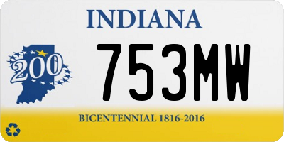 IN license plate 753MW
