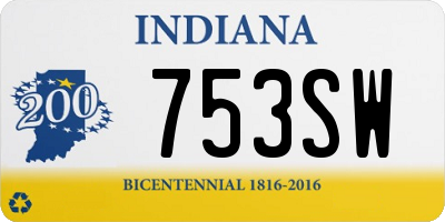IN license plate 753SW