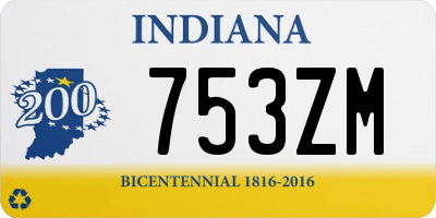IN license plate 753ZM