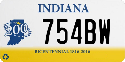 IN license plate 754BW