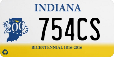 IN license plate 754CS