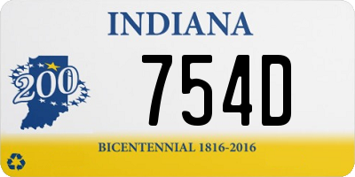 IN license plate 754D