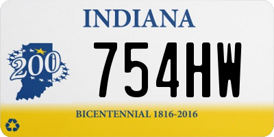 IN license plate 754HW