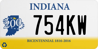 IN license plate 754KW