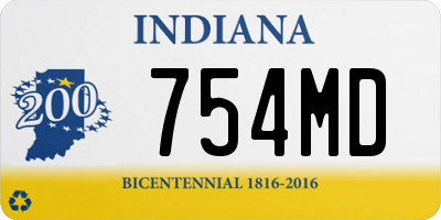 IN license plate 754MD