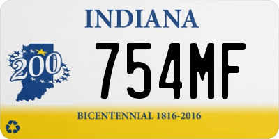 IN license plate 754MF