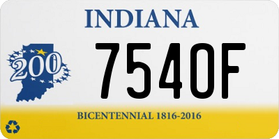 IN license plate 754OF