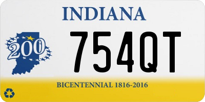 IN license plate 754QT