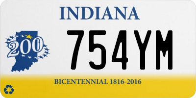 IN license plate 754YM