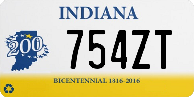 IN license plate 754ZT