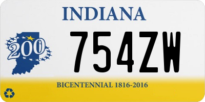 IN license plate 754ZW